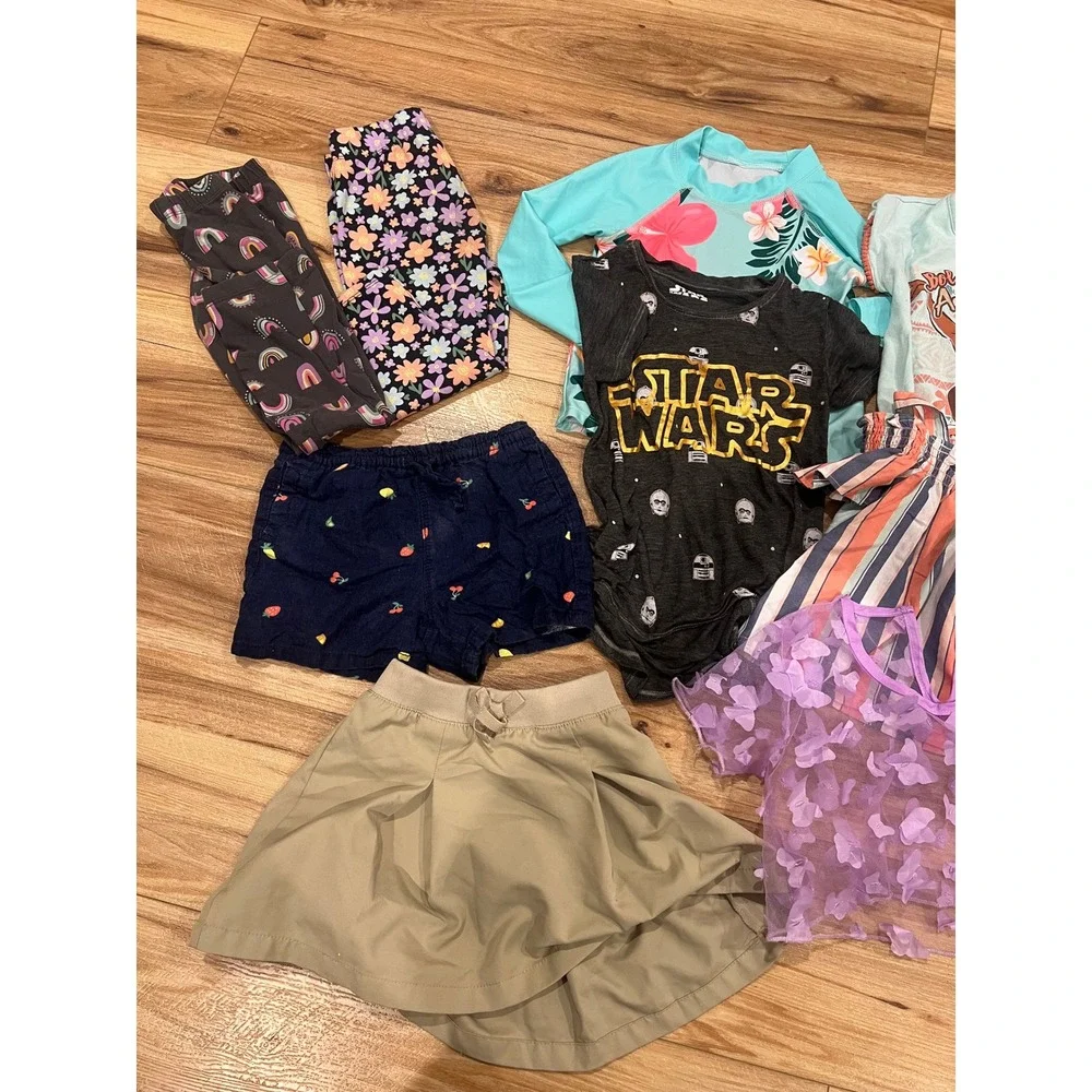 Huge Clothing Lot Girls Size 4T-5T Multicolor Shirts Leggings Pajamas Romper